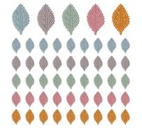 MAYJOYDIY 50Pcs 5 Colors Handmade Crochet Leaves, 1.2x0.7 inch Small Leaf Applique Embellishments for Scrapbook Crafts Sewing DIY Clothes Hats Bags Ties Cloth Ornament Accessories