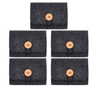 MAYJOYDIY 5Pcs Black Felt Essential Oil Travel Storage Cases, 10.3x13.5cm Portable Cosmetic Bottle Carrying Organizer Pouch Holds 6 Bottles 5ML/10ML Or 4 Bottles 15ML