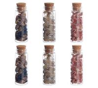 MAYJOYDIY 6 Pcs Mini Glass Bottles with Cork Stoppers Tiny Glass Jars Refillable Wishing Bottles Sand Art Clear Tubes Sea Drifting Vials with Gemstone Conch Shell for DIY Crafts Message Wedding Favors