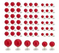 MAYJOYDIY 60Pcs No Sew Pearl Buttons Brooch Pins Pearl Brooch Button Pins 10/12/14mm Detachable Reusable for Clothes DIY Crafts Accessories, Red