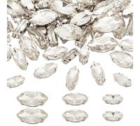 MAYJOYDIY 60pcs Silver Horse Eye Crystal Glass Rhinestones (18/15/12mm) for DIY Crafts
