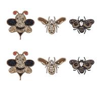MAYJOYDIY 6Pcs Bee Rhinestone Decorative Patches Bees Sew on Clothes Rhinestone Appliques Insect Beaded Patches for Jeans, Jackets, Clothing, Scrapbook, Handbag, Shoes DIY Projects (3 Styles)