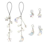 MAYJOYDIY 6Pcs Cute Aesthetic Moon Star Phone Charms,24-136mm Plastic Mobile Dustproof Plugs with Pendants for Cell Phone Bracelet Strap Charms String Bag Keychain Camera Pendants