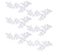 MAYJOYDIY 6Pcs White Flower Leaves Iron on Patches Leaf Vine Embroidery Long Patch Sew on Floral Patches Decorative Applique Decal for Wedding Dress Jeans DIY Costume Art Craft Projects