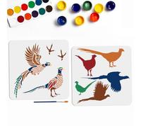 MAYJOYDIY 7 Styles Bird Stencils 30×30cm Wild Pheasant Bird Stencils Template with Paint Brush Flying Bird Pheasant Silhouette Footprint Stencil for Painting on Wood Canvas Floor Wall Furniture