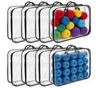 MAYJOYDIY 8 Pack Clear Yarn Storage Bags 30×40×10cm Clear Yarn Storage Organizer Transparent Foldable Moving Bags with Zippers for Crochet Lovers Needles Crochets & Threads