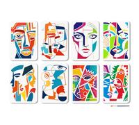 MAYJOYDIY 8 Pcs Abstract Figure Face Stencils Reusable Picasso Cubism Style Stencil for Painting 11.7×8.3 Inch Drawing Template with Paint Brush for Wall Furniture Canvas Home Decoration