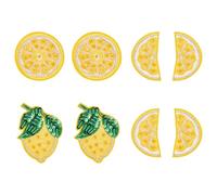 MAYJOYDIY 8 PCS Lemon Beaded Embroidered Iron On Sew On Patches, Yellow Lemon Slice Fruit Sequin Applique Patches for T-Shirt Jeans Backpacks Jackets Dress Clothing Art Decoration Accessories Repair