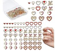 MAYJOYDIY 80 Pcs Alloy Heart Nail Charms 3D Heart Rhinestone Nails Charms Valentine Red Heart Diamond Gems Bling Gold Crystal Supplies for Women Valentine's Day Nail Art Manicure