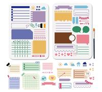 MAYJOYDIY A4 Planner Stencil Set, 2Pcs, 29.7×21cm, Handbook Notes Drawing Stencils with Paint Brush Reusable Program Form Templates for Diary Notebook Scrapbook DIY Craft