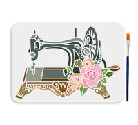 MAYJOYDIY A4 Size Sewing Machine Painting Stencil Vintage Art Template 29.7x21cm Reusable Flower Floral Template Machine Gear Stencil for Painting on Wood Wall Fabric Home DIY Craft