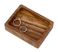 MAYJOYDIY Acacia Wood Rectangular Serving Tray, Rectangular Wood Serving Platter for Display Collectible Ring Jewelry Earring Necklace Trinkets Decorative Organizer 10cm x 7.5cm