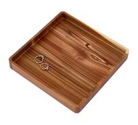 MAYJOYDIY Acacia Wood Square Serving Tray, 20cm x 20cm Square Wood Serving Platter for Display Collectible Ring Jewelry Earring Necklace Trinkets Decorative Organizer