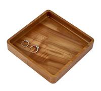 MAYJOYDIY Acacia Wood Square Serving Tray, Square Wood Serving Platter for Display Collectible Ring Jewelry Earring Necklace Trinkets Decorative Organizer 15cm x 15cm