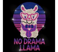 MAYJOYDIY Alpaca Rhinestone Iron on Hotfix Transfer NO Drama Llama Heat Transfer Sticker Cool Animal Bling Clothing Decoration Applique for Shirt Bag Jeans Clothes DIY Crafts