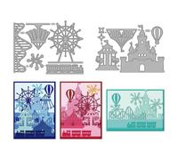 MAYJOYDIY Amusement Park Metal Die Cuts Castle Circus Cutting Dies Ferris Wheel Embossing Template Carousel Carbon Steel Cutting Stencils for Card Making DIY Scrapbooking Album Gift Decoration