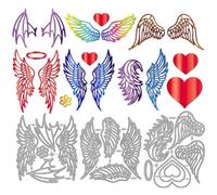 MAYJOYDIY Angel Wings Die Cut for Card Making Heart Flower Embossing Metal Cutting Dies Feather Halo Decorative Cutting Template for DIY Scrapbooking Photo Album Card Making Gift Decor