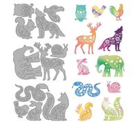 MAYJOYDIY Animal Silhouette Die Cuts Owl Rooster Bird Rabbit Embossing Template Snake Snail Wolf Deer Elephant Carbon Steel Cutting Stencils for Card Making DIY Scrapbooking Album Gift Decoration