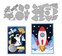 MAYJOYDIY Astronaut Planet Satellite Metal Cutting Dies Spacecraft Moon Star Die Cuts Stencils Rocket Cloud Embossing Template Dies for DIY Paper Craft Card Making Scrapbooking Album Decor