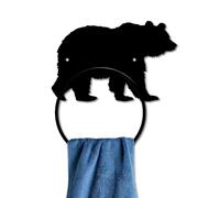MAYJOYDIY Bear Metal Towel Ring Towel Holder Bathroom Wall Mounted Wall Mounted Towel Ring with Bear Wild Beast Metal Custom Hand Towel Holder Wall Decor for Kitchen Home Hanging Gifts Decoration