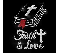 MAYJOYDIY Bible Christian Crucifixion Rhinestone Iron on Transfer,Faith & Love Design Hotfix Crystal Decals, Iron-On Bling Embellishments for Shirts, Bags, Hats