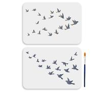MAYJOYDIY Bird Flock Stencils, 29.7x21cm, 2Pcs A4 Drawing Template