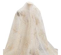 MAYJOYDIY Bisque Sparkly Sequin Tulle Fabric by The Yard, 150cm Width Star Embroidered Fabric Firework Mesh Gilded Lace Fabric for Wedding Reception, Tables, Party Costume Decoration