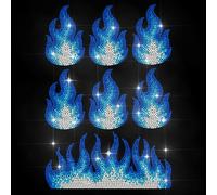 MAYJOYDIY Blue Flame Rhinestone Iron on Hotfix Transfer Blazing Flames Heat Transfer Sticker Burning Fire Bling Clothing Decoration Applique for Shirt Bag Hat Jacket Jeans Shoes Decoration DIY Crafts
