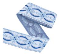 MAYJOYDIY Blue Jacquard Ribbon Trim 5m×50mm Rhombus Embroidery Jacquard Ribbon Ethnic Style Woven Curtain Fabric Trim for Sewing Crafts Handmade Bag Belts Clothing Decoration