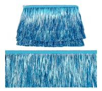 MAYJOYDIY Blue Metallic Fringe Trim, 10m x 10cm Shiny Tinsel Fringe Tinsel Trim Polyester Tassel Ribbon for Christmas Garland Dance Costume Dress Stage Clothes Party Decor