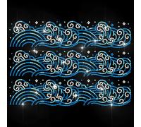 MAYJOYDIY Blue Sea Waves Rhinestone Iron on Decal Ocean Waves Hotfix Transfer Sticker Nature Heat Transfer Patch Shining Clothing Repair Applique for T-Shirt Hat Jacket Garment Bag DIY Decor