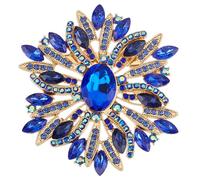 MAYJOYDIY Blue Sunflower Brooch, 63×61mm Rhinestone Crystal Pin for Scarf, Dress, Hat, Bag Decoration(Large Floral Corsage) - Elegant Women's Accessory