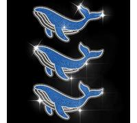 MAYJOYDIY Blue Whale Rhinestone Iron on Transfer Ocean Animal Heat Transfer Sticker Summer Style Rhinestone Hot-fix Decals Bling Clothing Decoration for Shirt Bag Jeans Pants Jacket Pillow DIY Crafts