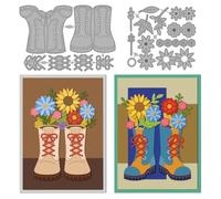 MAYJOYDIY Boots and Flowers Metal Die Cuts Floral Shoes Cutting Dies Flower Arrangement Embossing Template Carbon Steel Stencils for Card Making Scrapbooking Album Handbook Gift Decoration
