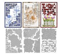 MAYJOYDIY Brick Irregular Net Metal Cutting Dies, Wall Background Dies Vintage Grunge Embossing Stencil Template for Card Making Scrapbooking Album Paper Crafting Decoration