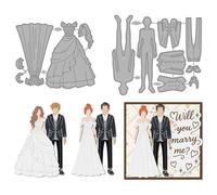 MAYJOYDIY Bride and Groom Metal Die Cuts Wedding Dress Suit Cutting Dies Changing Clothes Embossing Template Carbon Steel Cutting Stencils for Card Making DIY Scrapbooking Album Gift Decoration