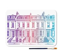 MAYJOYDIY Building and House Stencils Reusable Townhouse Stencil for Painting 29.7×21cm Architecture Drawing Template with Paint Brush for Wall Furniture Canvas Scrapbook Decoration
