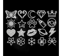 MAYJOYDIY Butterfly Rhinestone Iron on Decal Moon Diamond Stars Crown Sun Hotfix Transfer Sticker Flower Heat Transfer Patch Bling Clothing Repair Applique for T-Shirt Hat Jacket Garment Bag DIY Decor