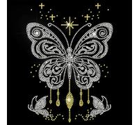 MAYJOYDIY Butterfly Rhinestone Iron on Hotfix Transfer Decal Starlight Butterfly Bling DIY Patch Repair Hot Fix Applique for T-Shirt Jacket Bag Jeans Craft Clothing Accessory