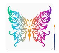 MAYJOYDIY Butterfly Stencil Mandala Butterfly Stencils 30x30cm Floral Reusable Plastic Stencils with Paint Brush Art Insect Templates for Craft on Window Wood Wall Home Decor