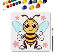 MAYJOYDIY Cartoon Bee Stencils Reusable Bumble Bee Thumbs up Drawing Stencil with Paint Brush 11.8×11.8" for Home Decoration Wood Wall Canvas Furniture