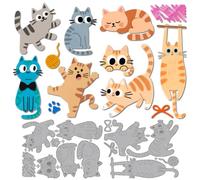 MAYJOYDIY Cartoon Cats Metal Die Cuts Cat Yarn Ball Cutting Dies Stencils Cute Animal Theme Embossing Template Scrapbooking Tool for DIY Craft Card Making Album Festive Gift Decorations