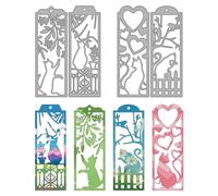 MAYJOYDIY Cat Bookmark Metal Die Cuts Flower Branches Cutting Dies Embossing Template Cute Cat Shape Carbon Steel Cutting Stencils for Card Making DIY Scrapbooking Album Handbook Gift Decoration