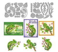 MAYJOYDIY Chameleon Branch Die Cuts for Card Making Reptile Animals Metal Cutting Dies Flower Leaves Plants Embossing Cutting Stencil for Scrapbooking Craft Paper Birthday Card Gift Decoration