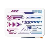 MAYJOYDIY Charging Grid Stencil Electronic Symbols Art Craft Stencils 11.7×8.3inch Reusable Mechanical Cyber Template Set for Painting on Wood Furniture Canvas Wall Paper Decor