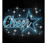 MAYJOYDIY Cheer Words Rhinestone Iron on Transfer Stars Heat Transfer Sticker Cheerleading Team Rhinestone Hot-fix Decals Bling Clothing Decoration for Shirt Bag Jeans Pants Jacket Pillow DIY Crafts