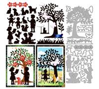 MAYJOYDIY Childhood Friends Metal Die Cuts Squirrel Cat Dog Cutting Dies Tree Butterfly Swing Embossing Stencils Scrapbooking Tool for DIY Scrapbooking Craft Card Making Album Gift Decor
