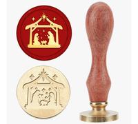 MAYJOYDIY Christmas Nativity Wax Seal Stamp 25mm Pray Theme Sealing Wax Stamp Dazzling Stars Removable Brass Head Wood Handle for Xmas Gift Packaging Wedding Invitations Envelopes