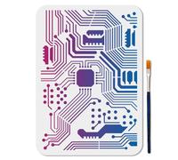 MAYJOYDIY Circuit Board Stencils Reusable Mixed Media Stencils for Painting 21×29.7cm Electronics Cyber Drawing Templates with Paint Brush for Wood Wall Furniture Canvas Decoration