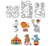 MAYJOYDIY Circus Animals Metal Die Cuts Carnival Mardi Gras Cutting Dies Lion Elephant Seal Horse Embossing Paper Die Cut Stencils for Scrapbooking Party Photo Album DIY Paper Crafts